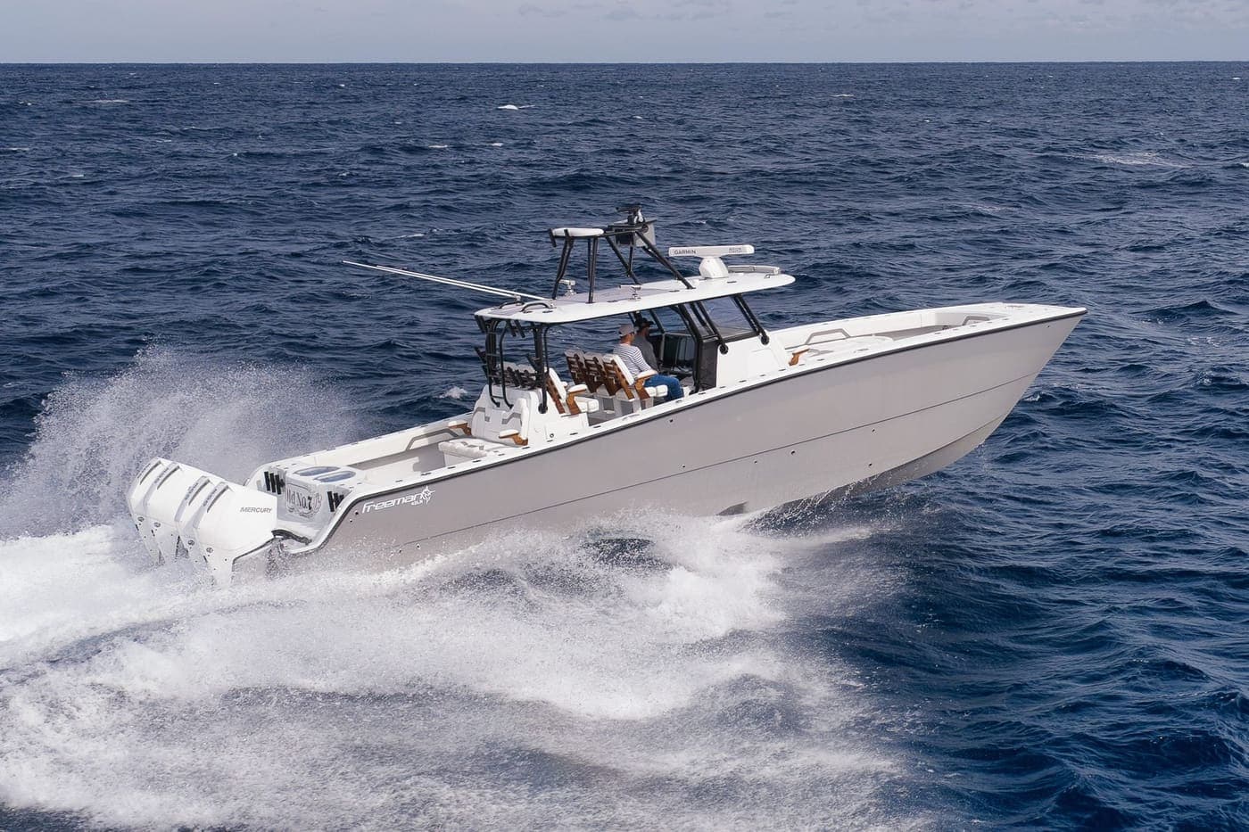 Drone aerial of a center console running off South Florida