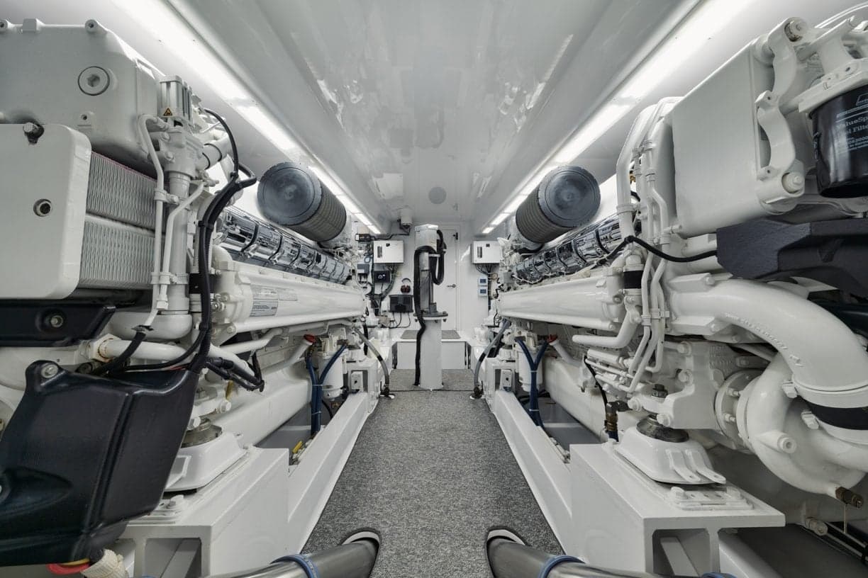 Jarrett Bay Jaruco sportfishing boat interior photography showing helm station and cabin layout