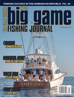 Big Game Fishing Journal magazine cover featuring AH360 Photography