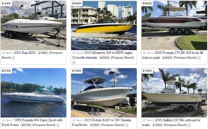 Collage of boat for sale listings on Craigslist