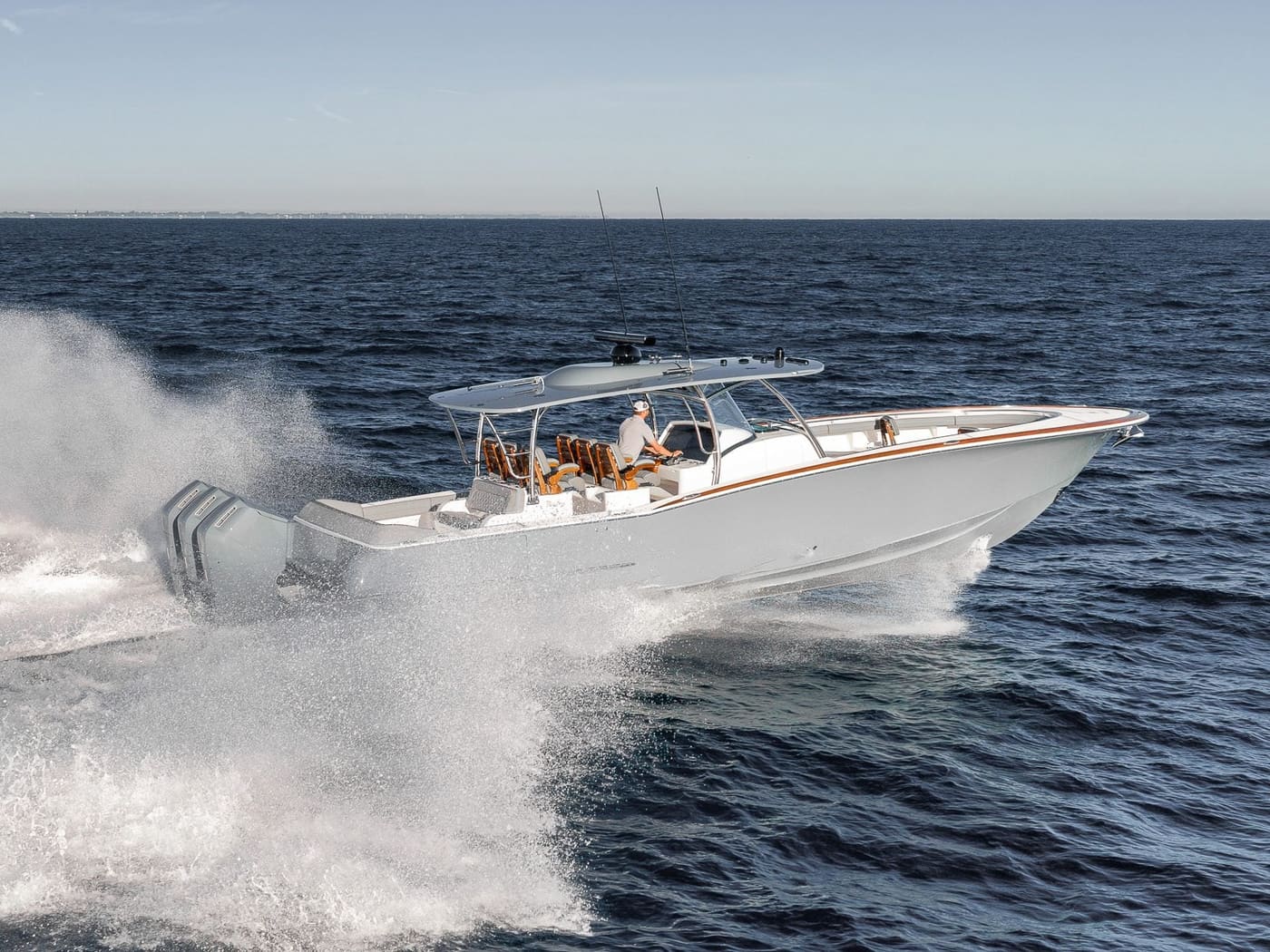 Marine photography near Jupiter Inlet, Florida - sportfishing boat at sunrise