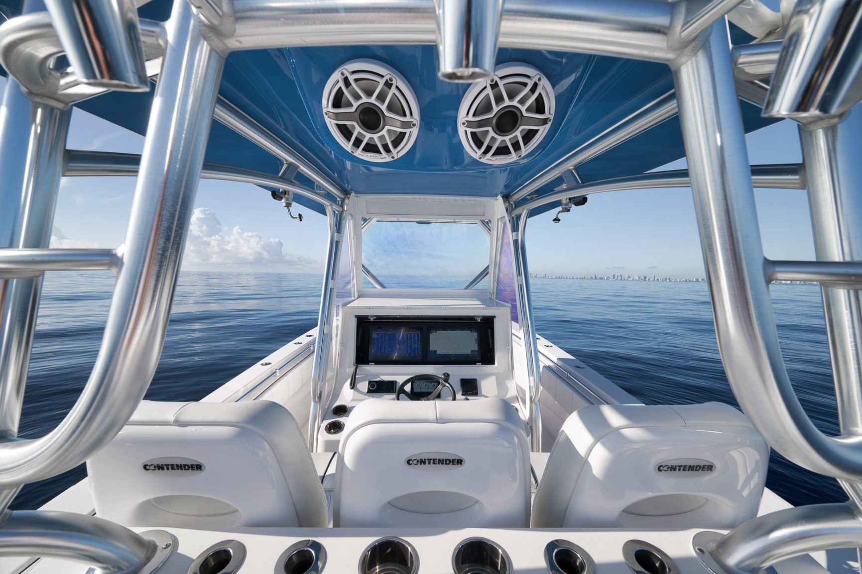 Luxury center console fishing boat exterior — Fort Lauderdale yacht photography